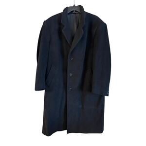 Vintage Silver Cloud Men’s Cashmere Wool Blend Black Coat Button Up Pockets 44R